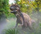 Динозавр среди густой vegaetacion